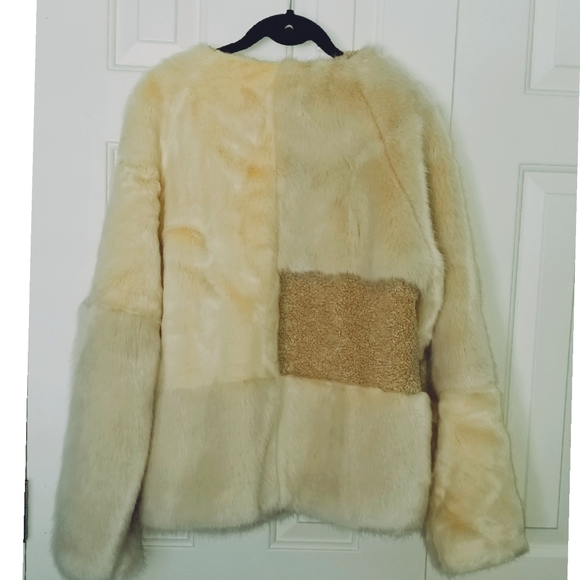 New Anthropologie Patched Faux Fur Korirl Jacket - Picture 6 of 6